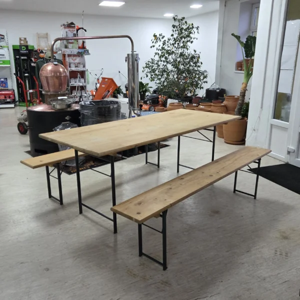 Slavski sto i klupe 200x80 cm – pivski set za slavlja i bašte set Set slavski sto sa klupama - sklopivi drveni sto i rasklopive klupe za slave i proslave