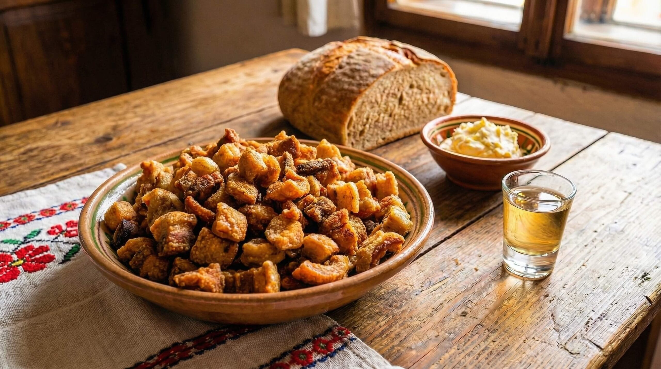 Domaći hrskavi čvarci u zemljanoj posudi