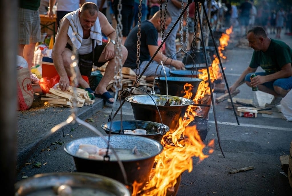 Riblja Čorba Recept: Tradicionalni Srpski Specijalitet Za Posnu Trpezu Takmičenje u kuvanju ribljeg paprikaša u kotliću.